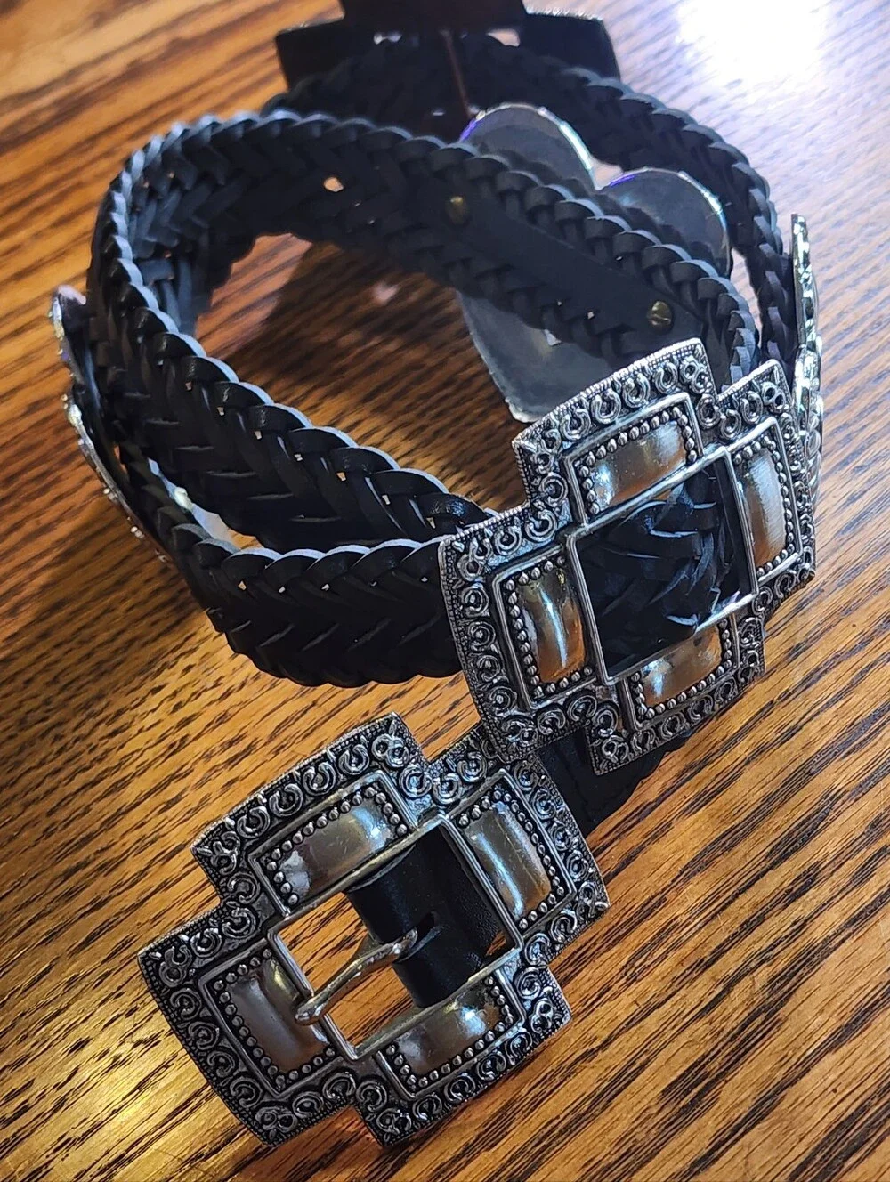 Vintage Southwestern Heart Concho Black Women's Belt Sz M-XL
